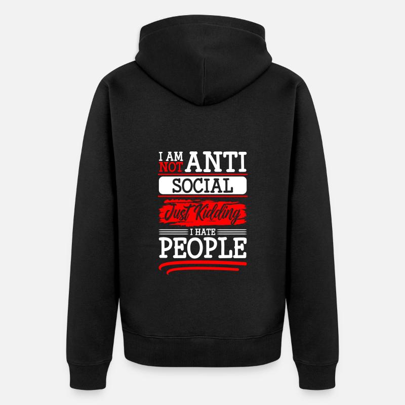 Hass Menschenhasser - Unisex Premium Bio Zip Hoodie - Schwarz