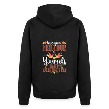Romantisch Paare Ehemann Partner - Unisex Premium Bio Zip Hoodie - Schwarz - Hinten - Nico (187cm)