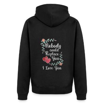Beziehung Valentinstag Kuss - Unisex Premium Bio Zip Hoodie - Schwarz - Hinten - Nico (187cm)
