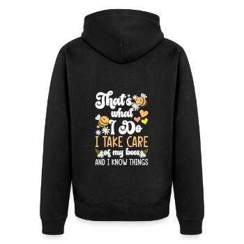 Imker Blume Insekten - Unisex Premium Bio Zip Hoodie - Schwarz - Hinten - Nico (187cm)