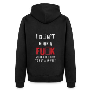 Mir egal Anti Sozial Motto Sarkastisch - Unisex Premium Bio Zip Hoodie - Schwarz - Hinten - Nico (187cm)