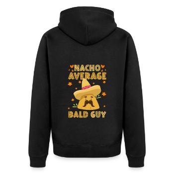 Frisur Glatzenträger Keine Haare - Unisex Premium Bio Zip Hoodie - Schwarz - Hinten - Nico (187cm)