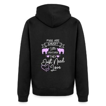 Teacup Pig Domestic Pig Piggy Tiny - Unisex Premium Organic Zip Hoodie - black - Back - Nico (187cm)