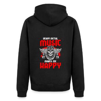 Metal Metal Band Rockabilly E-Gitarre - Unisex Premium Bio Zip Hoodie - Schwarz - Hinten - Nico (187cm)