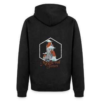 Schwert König Held Tempelritter - Unisex Premium Bio Zip Hoodie - Schwarz - Hinten - Nico (187cm)
