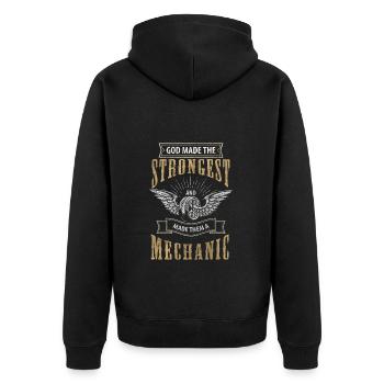 Auto Autowerkstatt Garage Autoschrauber - Unisex Premium Bio Zip Hoodie - Schwarz - Hinten - Nico (187cm)