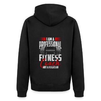 Fitness, Muscles, Pumps, Athletes - Unisex Premium Organic Zip Hoodie - black - Back - Nico (187cm)
