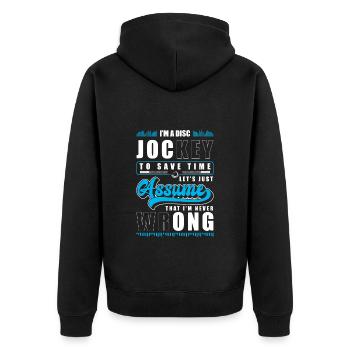 DJ Unterhaltung House Sound - Unisex Premium Bio Zip Hoodie - Schwarz - Hinten - Nico (187cm)