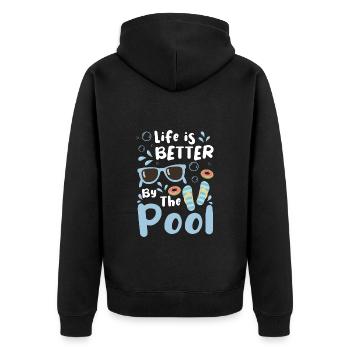 Swimming Pool Schwimmbad Pool Party Tauchen - Unisex Premium Bio Zip Hoodie - Schwarz - Hinten - Nico (187cm)