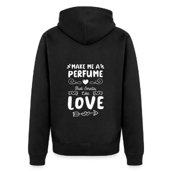 Parfüm Flakon Lifestyle Duften - Unisex Premium Bio Zip Hoodie - Schwarz - Hinten - Nico (187cm)