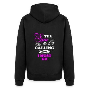 Wellness Relax Urlaub Beauty - Unisex Premium Bio Zip Hoodie - Schwarz - Hinten - Nico (187cm)