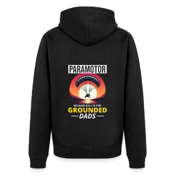 Motorschirmpilot Motorschirm Motorschirm - Unisex Premium Bio Zip Hoodie - Schwarz - Hinten - Nico (187cm)