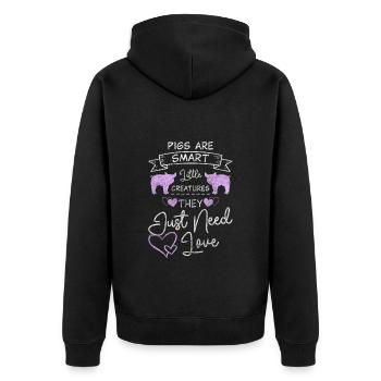 Teacup Minipig Piglet Pig - Unisex Premium Organic Zip Hoodie - black - Back - Nico (187cm)