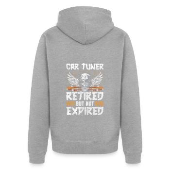 Auto Motor Klassiker - Unisex Premium Bio Zip Hoodie - Grau meliert - Hinten - Nico (187cm)