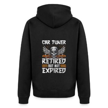 Auto Motor Klassiker - Unisex Premium Bio Zip Hoodie - Schwarz - Hinten - Nico (187cm)