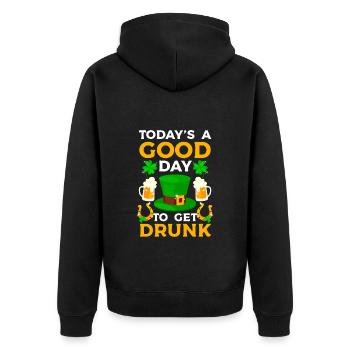 Irland Kleeblatt Urlaub Celtic - Unisex Premium Bio Zip Hoodie - Schwarz - Hinten - Nico (187cm)