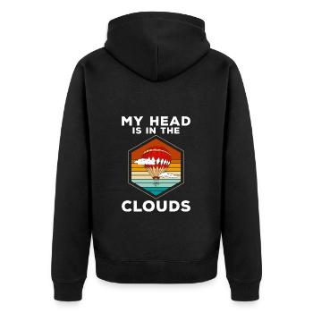 Ballonfahrt Ballonfahrer Flamme Abenteuer - Unisex Premium Bio Zip Hoodie - Schwarz - Hinten - Nico (187cm)