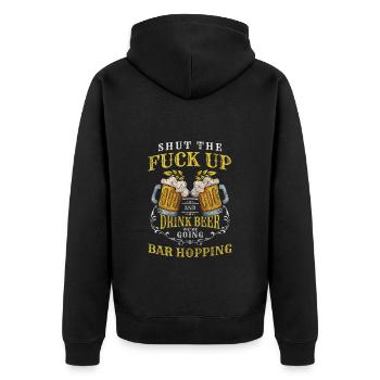 Party Alkohol Schnaps Vollsuff - Unisex Premium Bio Zip Hoodie - Schwarz - Hinten - Nico (187cm)