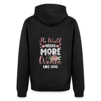 Women Strength Feminism - Unisex Premium Organic Zip Hoodie - black - Back - Nico (187cm)