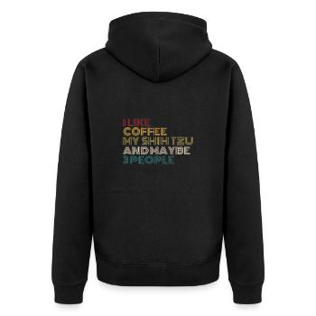 Coffee Lovers Shih Tzu Dog Owner Funny Quote Vint - Unisex Premium Organic Zip Hoodie - black - Back - Nico (187cm)