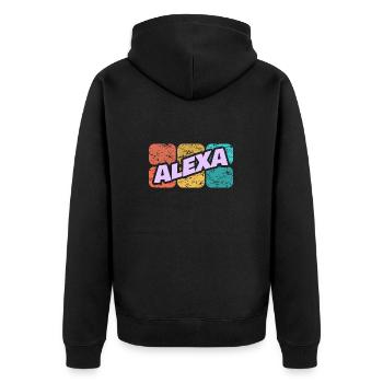 Alexa Alexa - Unisex Premium Bio Zip Hoodie - Schwarz - Hinten - Nico (187cm)