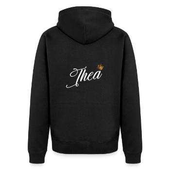 Thea Name für Frauen Kinder Kleinkinder - Thea Custom - Unisex Premium Bio Zip Hoodie - Schwarz - Hinten - Nico (187cm)