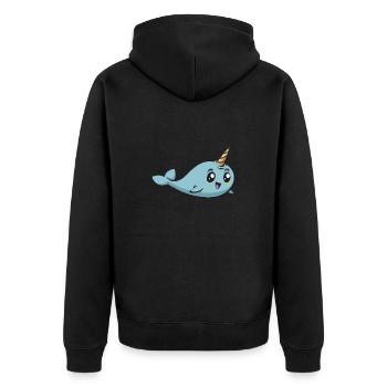 Narval Licorne Baleine - Veste à capuche bio Premium Unisexe - noir - Dos - Nico (187cm)