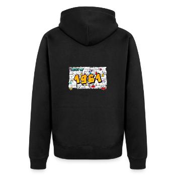 Timeless 1961 Graffiti – 64 Years of Urban Cool - Unisex Premium Organic Zip Hoodie - black - Back - Nico (187cm)