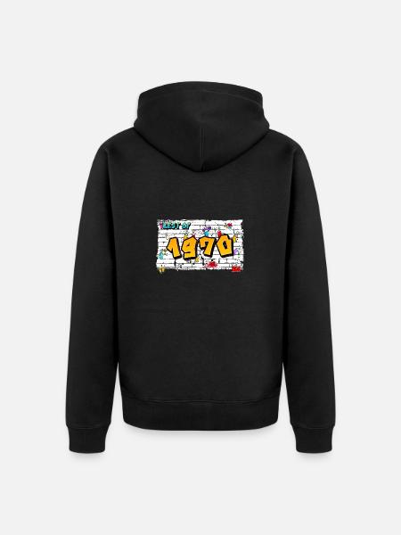Vintage Rebel 1970 Graffiti – 55 Jahre Street - Unisex Premium Bio Zip Hoodie - Schwarz