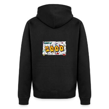 Millennium 2000 Graffiti – 25 Years of Urban Vibes - Unisex Premium Organic Zip Hoodie - black - Back - Nico (187cm)
