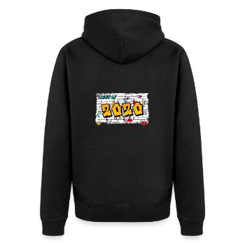 Future Flow 2020 Graffiti – 5 Years of Bold Vibes - Unisex Premium Organic Zip Hoodie - black - Back - Nico (187cm)