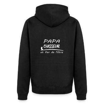 papa chasseur et fier de l'être t-shirt homme - Veste à capuche bio Premium Unisexe - noir - Dos - Nico (187cm)