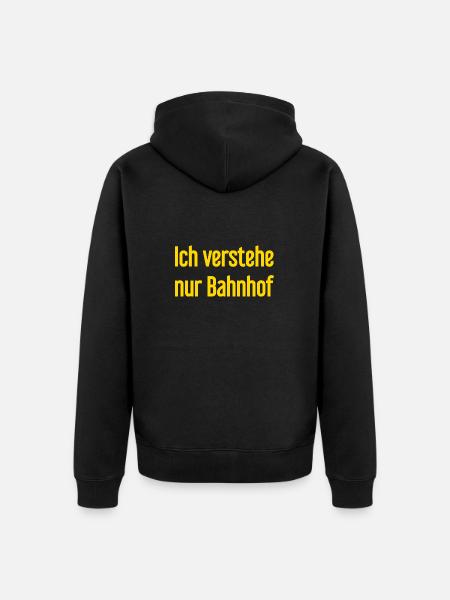 I only understand train station - Unisex Premium Organic Zip Hoodie - black
