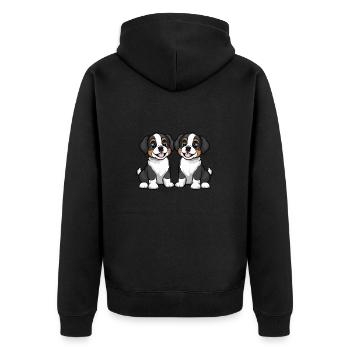 Saint Bernard Hund Comic - Unisex Premium Bio Zip Hoodie - Schwarz - Hinten - Nico (187cm)