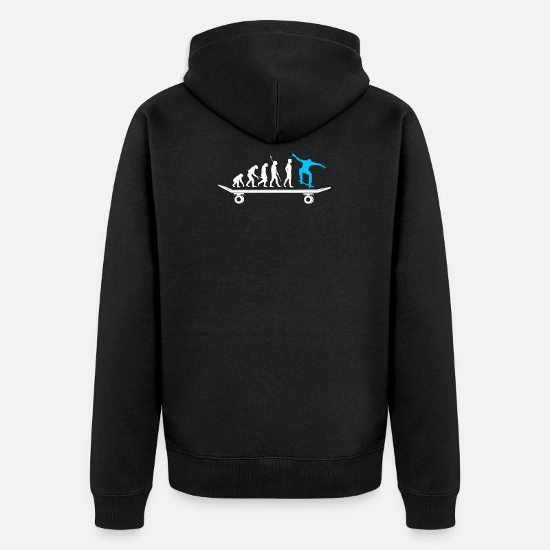 Skateboard Evolution Skateboarding Funny - Unisex Premium Organic Zip Hoodie - black