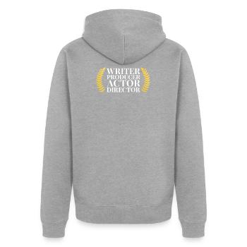 Filmemacher Filmproduzent Videokamera - Unisex Premium Bio Zip Hoodie - Grau meliert - Hinten - Nico (187cm)