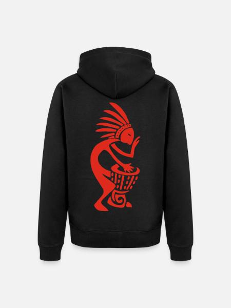 Tam Tam Player (Red) - Unisex Premium Organic Zip Hoodie - black