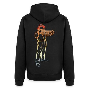 Retro Imker - Unisex Premium Bio Zip Hoodie - Schwarz - Hinten - Nico (187cm)