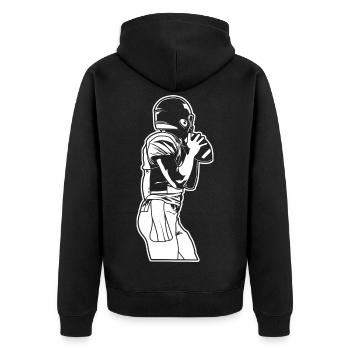 Football Liebhaber - Unisex Premium Bio Zip Hoodie - Schwarz - Hinten - Nico (187cm)