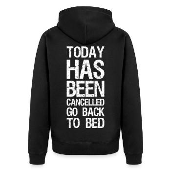 Aujourd’hui a été annulé Retournez au lit drôle - Veste à capuche bio Premium Unisexe - noir - Dos - Nico (187cm)