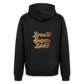 Brown Sugar Babe Pro Afro American Pride - Unisex Premium Organic Zip Hoodie - black - Back - Nico (187cm)