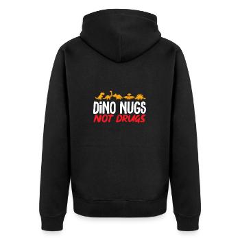 Dino Nuggets Dinosaurier Chicken Nuggets - Unisex Premium Bio Zip Hoodie - Schwarz - Hinten - Nico (187cm)