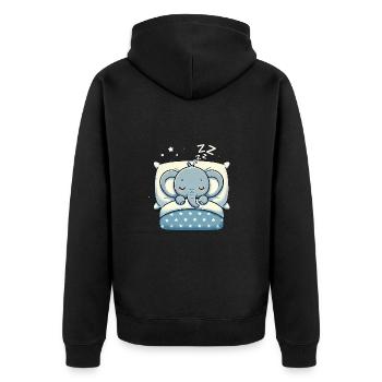 Elefant Sleeping In Bed At Night Time - Unisex Premium Bio Zip Hoodie - Schwarz - Hinten - Nico (187cm)