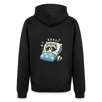 Raccoon Sleeping In Bed At Night Time - Unisex Premium Bio Zip Hoodie - Schwarz - Hinten - Nico (187cm)