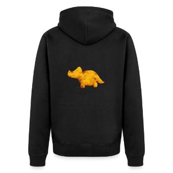 Dino Nuggets Dinosaurier Chicken Nuggets - Unisex Premium Bio Zip Hoodie - Schwarz - Hinten - Nico (187cm)