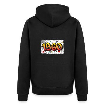 Retro Classic 1960 Graffiti – 65 Years of - Unisex Premium Organic Zip Hoodie - black - Back - Nico (187cm)