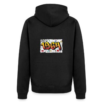 Graffiti vintage 1964 – 61 ans d’héritage audacieux - Veste à capuche bio Premium Unisexe - noir - Dos - Nico (187cm)