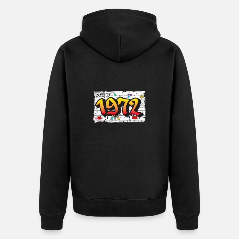 Graffiti rétro 1972 – 53 ans d’audace - Veste à capuche bio Premium Unisexe - noir