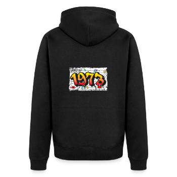 Classic Vibes 1973 Graffiti – 52 Years of Urban - Unisex Premium Organic Zip Hoodie - black - Back - Nico (187cm)