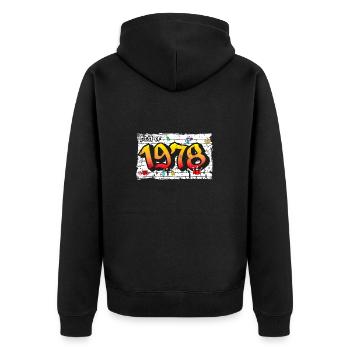 Retro Classic 1978 Graffiti – 47 Years of - Unisex Premium Organic Zip Hoodie - black - Back - Nico (187cm)